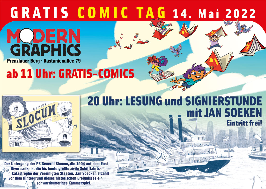 Gratis-Comic-Tag am 14.05.22 , Jan Soeken liest und signiert ab 20 Uhr im Laden in der Kastanienallee